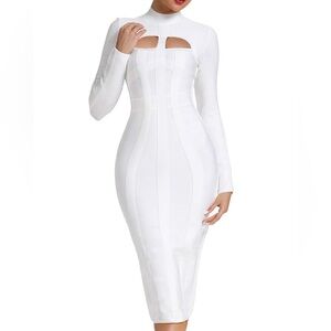 Bandage Bodycon Off White Midi Dress